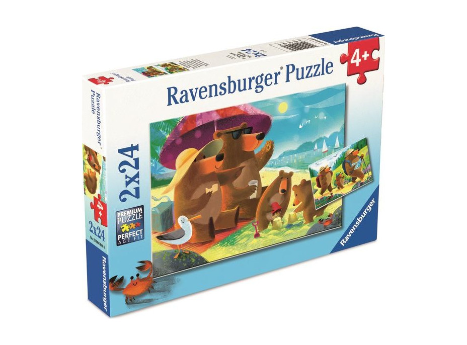 RAVENSBURGER Puzzle Medvedia rodinka na výlete 2x24 dielikov