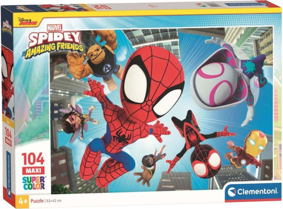 CLEMENTONI Puzzle Spidey a jeho priatelia: Vo vzduchu MAXI 104 dielikov