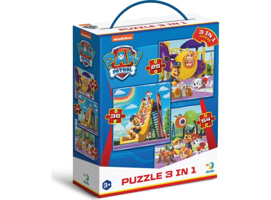DODO Puzzle Tlapková patrola: Na ihrisku 3v1 (25,36,54 dielikov)