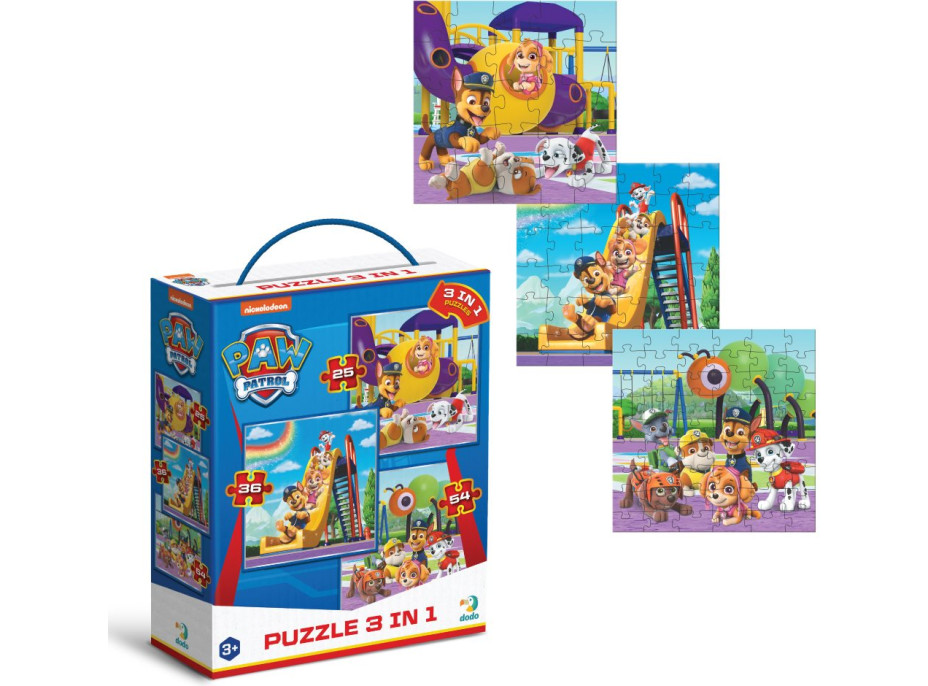 DODO Puzzle Tlapková patrola: Na ihrisku 3v1 (25,36,54 dielikov)