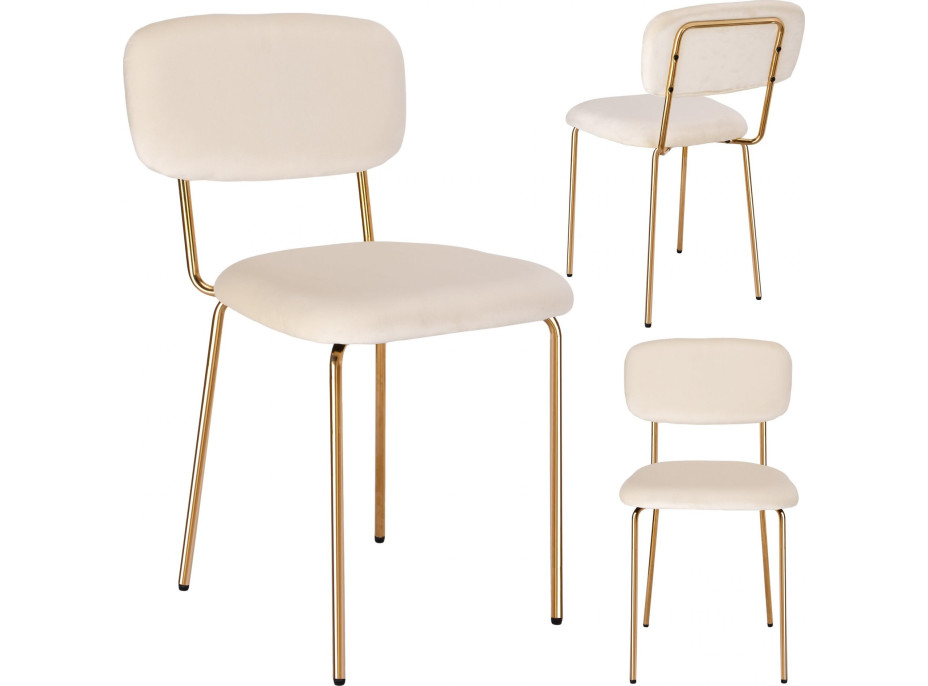Jedálenská stolička LOUIS Velvet - béžová/zlatá