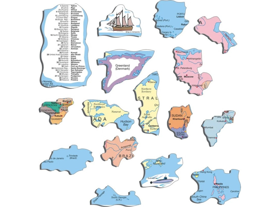 Larsen Vzdelávacie puzzle Svet Politická mapa 107 dielikov