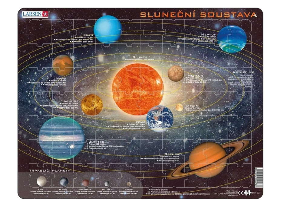 Larsen Vzdelávacie puzzle Slnečná sústava 70 dielikov