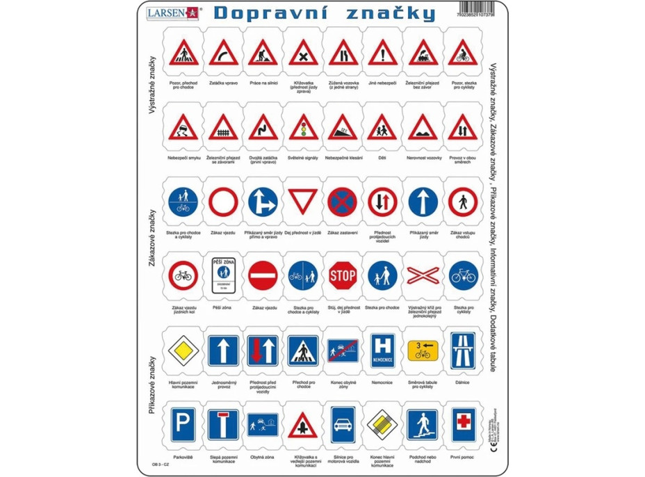 Larsen Vzdelávacie puzzle Dopravné značky 48 dielikov