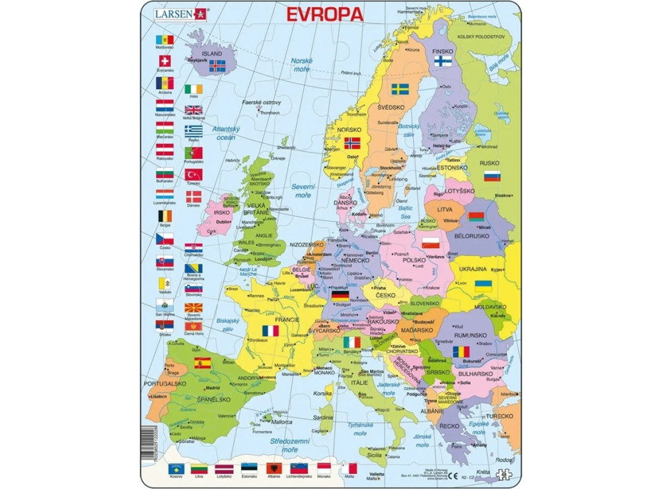 Larsen Vzdelávacie puzzle Európa Politická mapa 48 dielikov