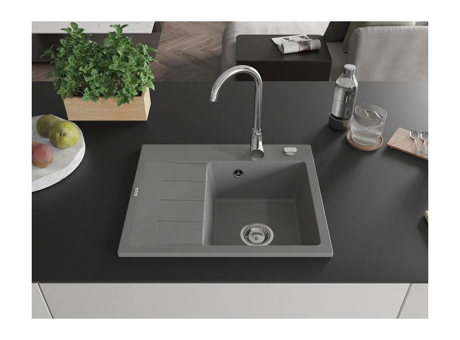 Kuchynský granitový drez GASPAR - 60 x 50 cm - sivý, 6523605000-71