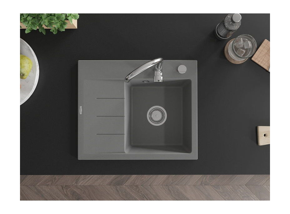 Kuchynský granitový drez GASPAR - 60 x 50 cm - sivý, 6523605000-71