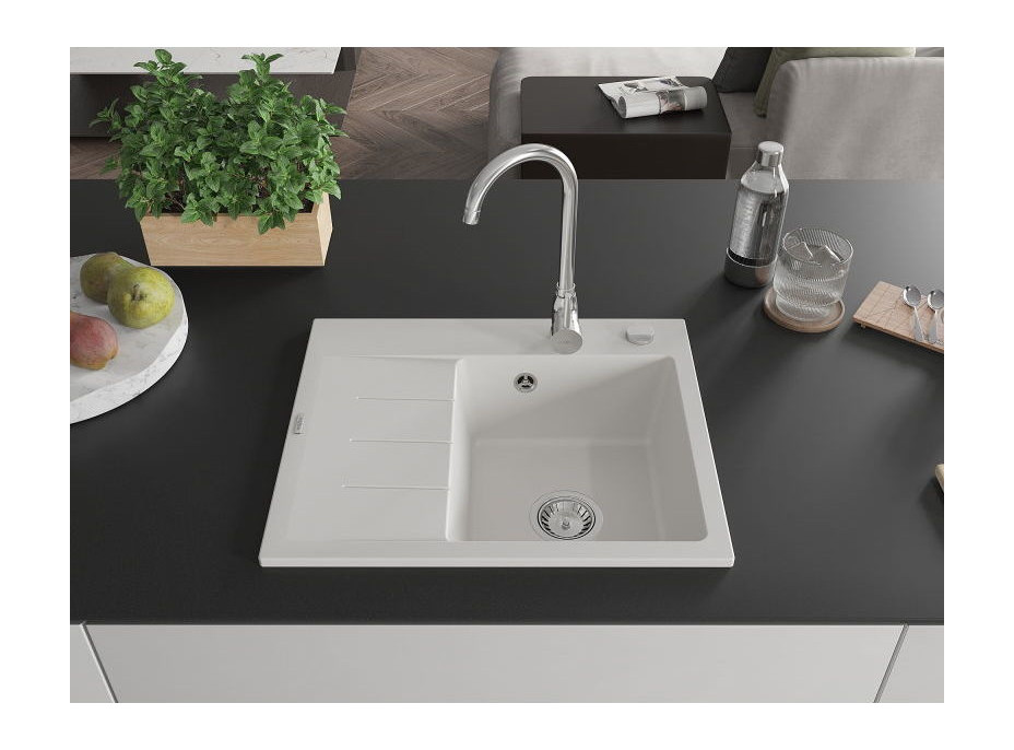 Kuchynský granitový drez GASPAR - 60 x 50 cm - biely, 6523605000-20