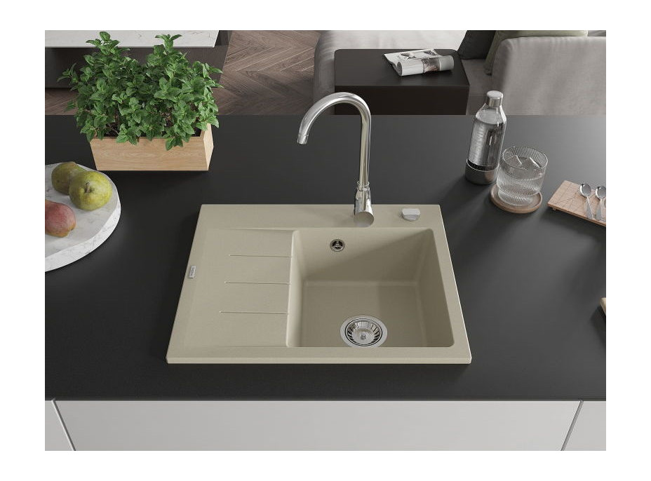 Kuchynský granitový drez GASPAR - 60 x 50 cm - béžový, 6523605000-69