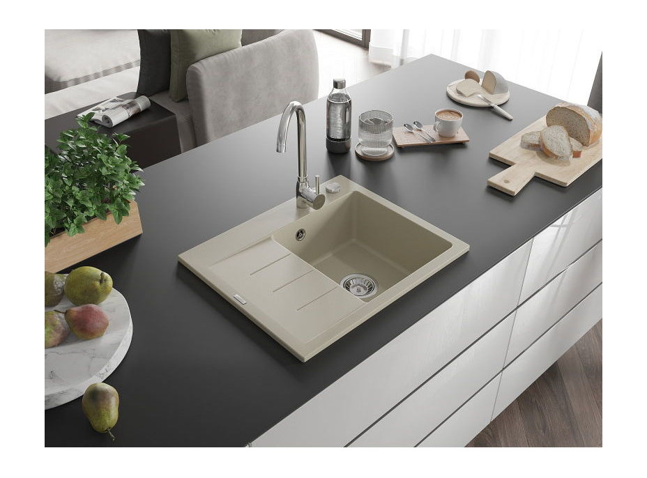 Kuchynský granitový drez GASPAR - 60 x 50 cm - béžový, 6523605000-69