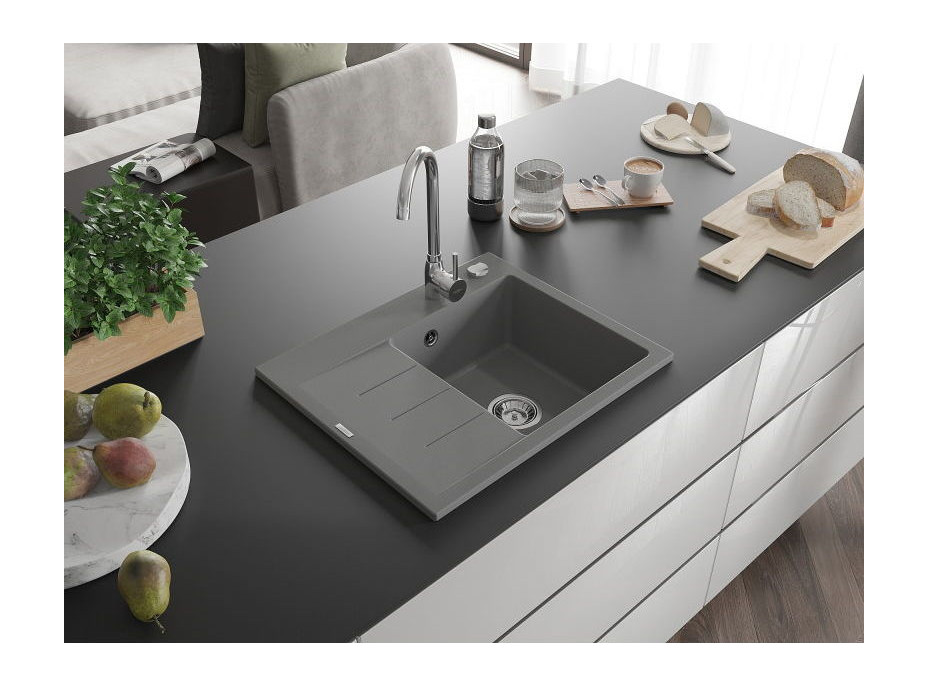 Kuchynský granitový drez GASPAR - 60 x 50 cm - sivý, 6523605000-71