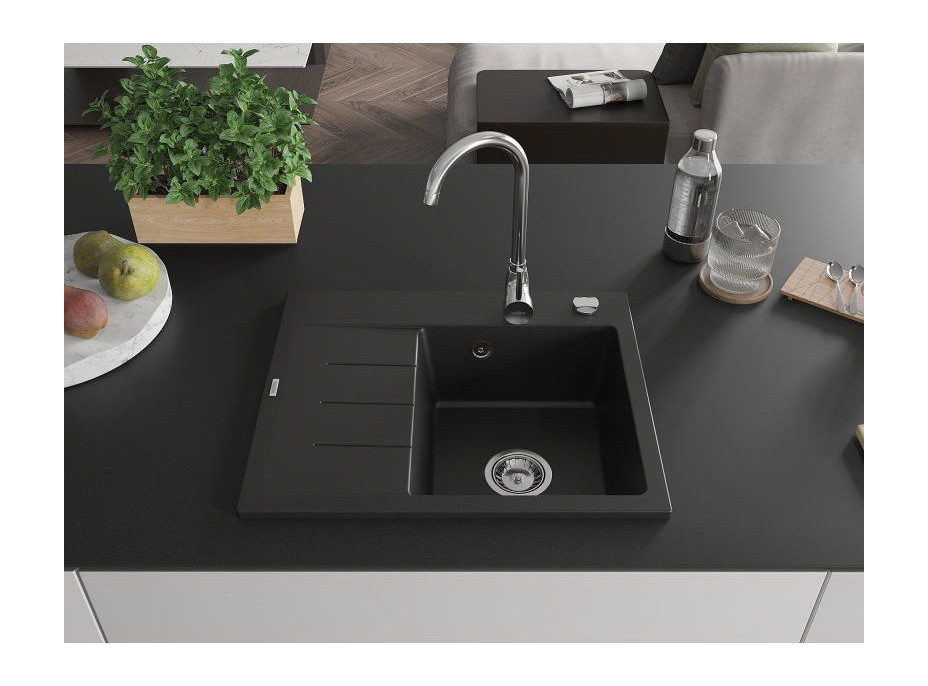 Kuchynský granitový drez GASPAR - 60 x 50 cm - čierny, 6523605000-77