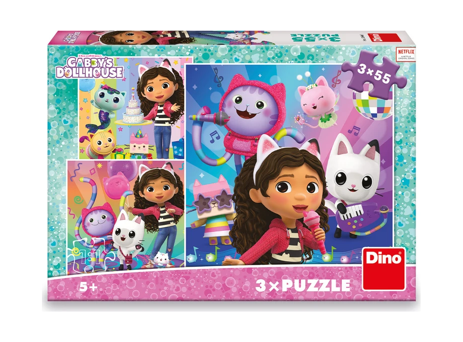 DINO Puzzle Gábinin kúzelný domček: Oslava 3x55 dielikov