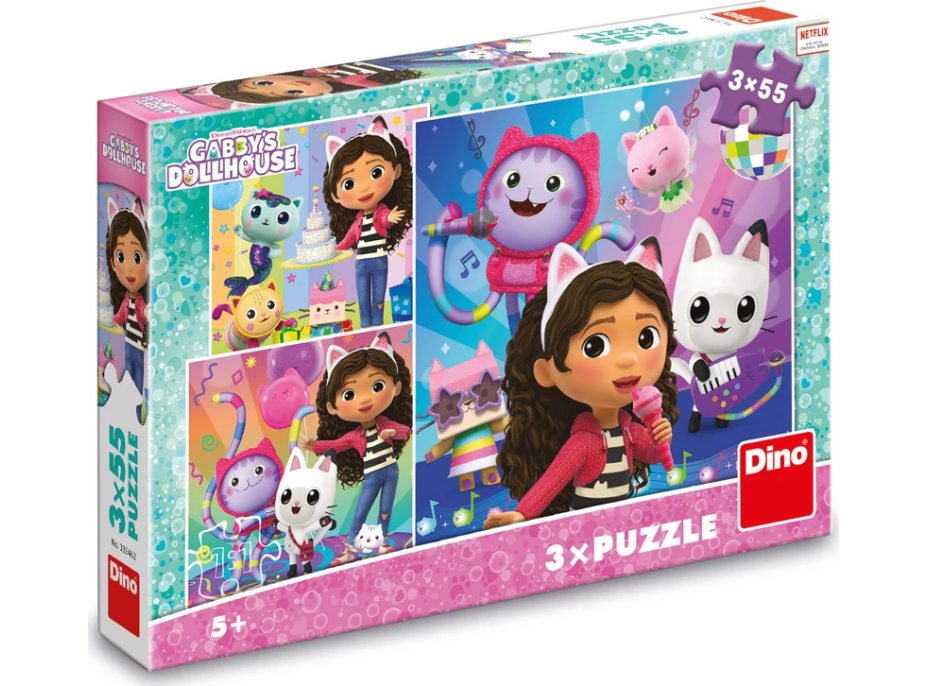 DINO Puzzle Gábinin kúzelný domček: Oslava 3x55 dielikov