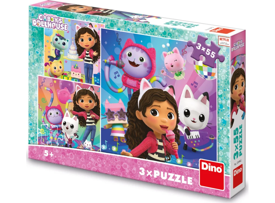 DINO Puzzle Gábinin kúzelný domček: Oslava 3x55 dielikov