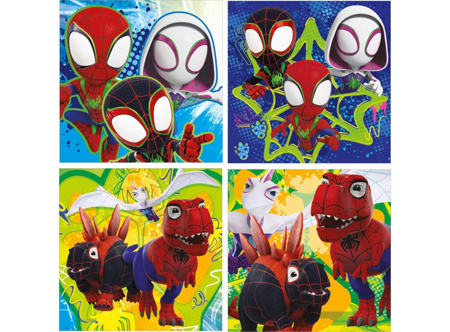 EDUCA Puzzle Spidey a jeho úžasní priatelia: Dino-web 4v1 (12,16,20,25 dielikov)