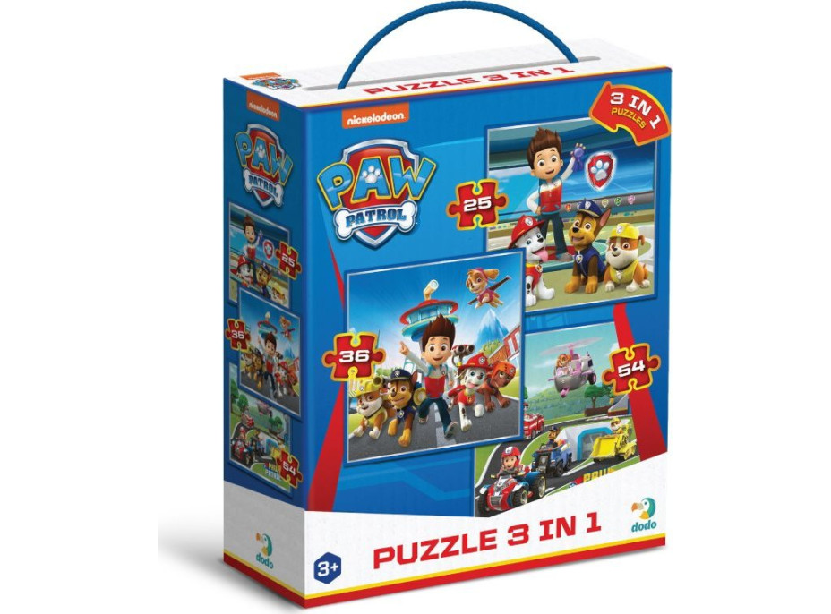 DODO Puzzle Tlapková patrola: Pripravenie do akcie 3v1 (25,36,54 dielikov)