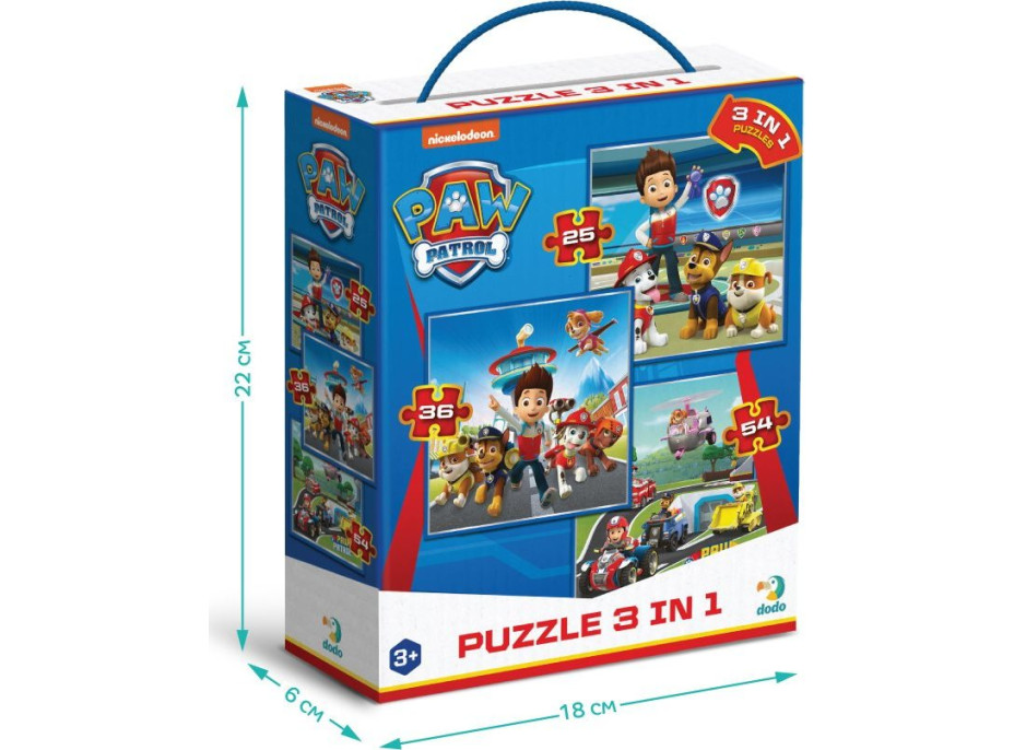 DODO Puzzle Tlapková patrola: Pripravenie do akcie 3v1 (25,36,54 dielikov)