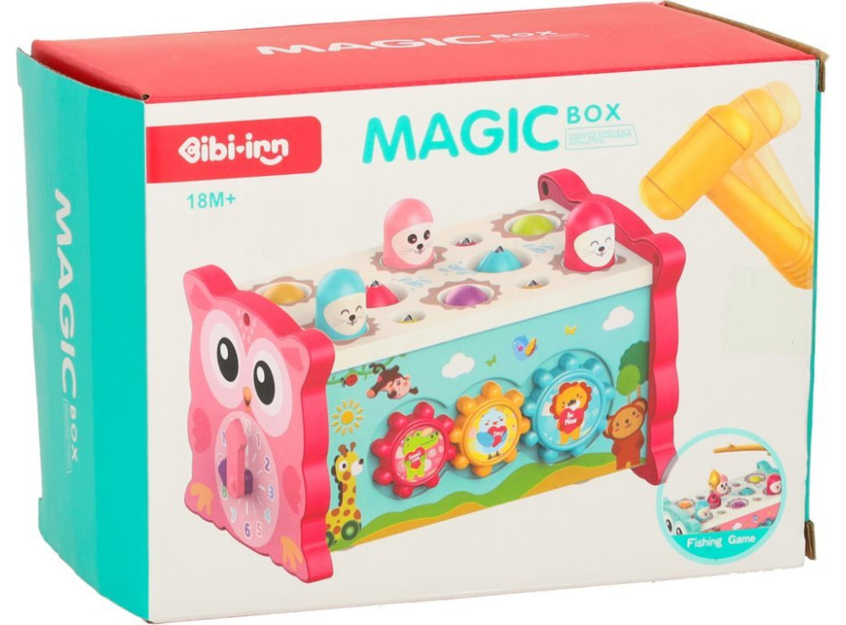 KIK Senzorický box s kladivkom 8v1 Sova