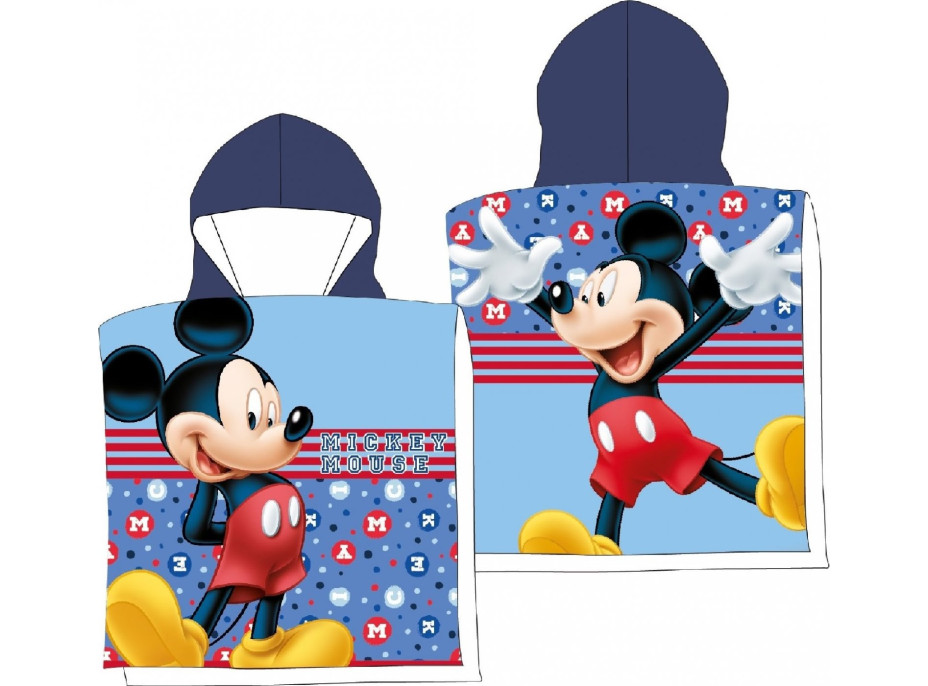 Detská rýchloschnúca osuška s kapucňou MICKEY MOUSE 50x100 cm - modrá