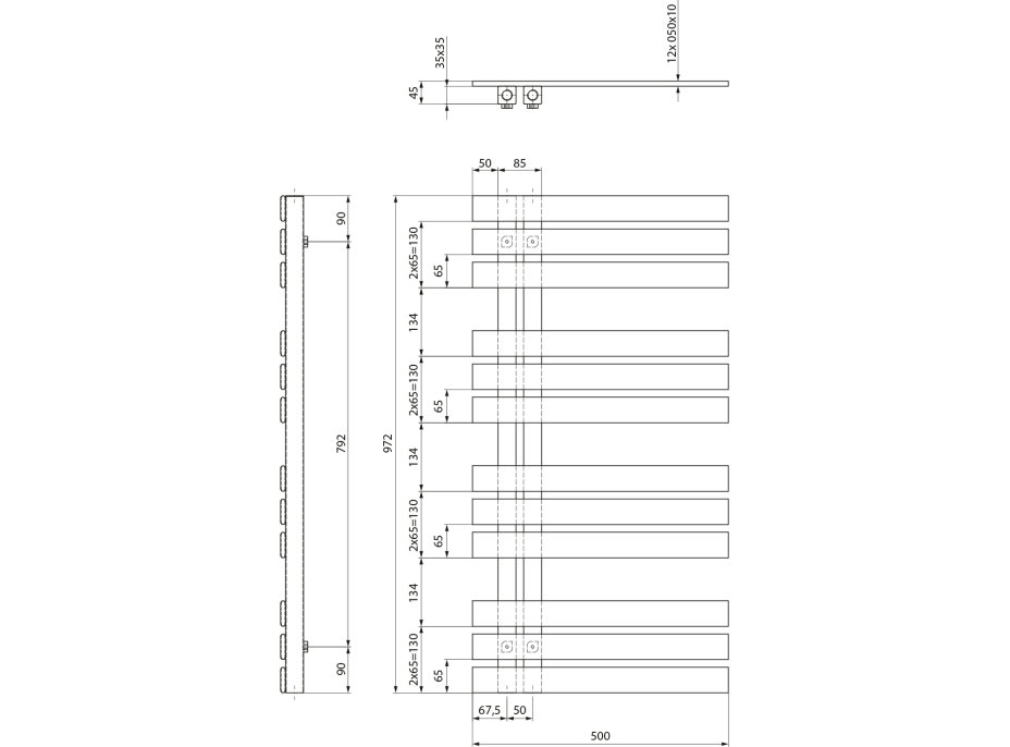Sapho SILVANA vykurovacie teleso 500x972mm, čierna mat IR164B