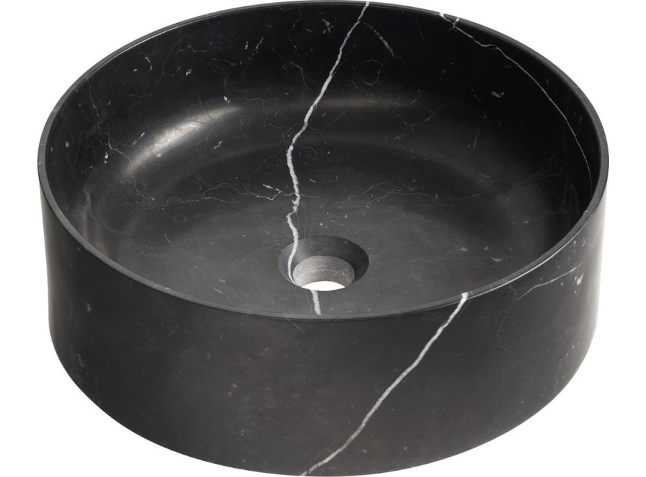 Sapho BLOK kamenné umývadlo na dosku, Ø 40cm, matný čierny Marquin 2401-52