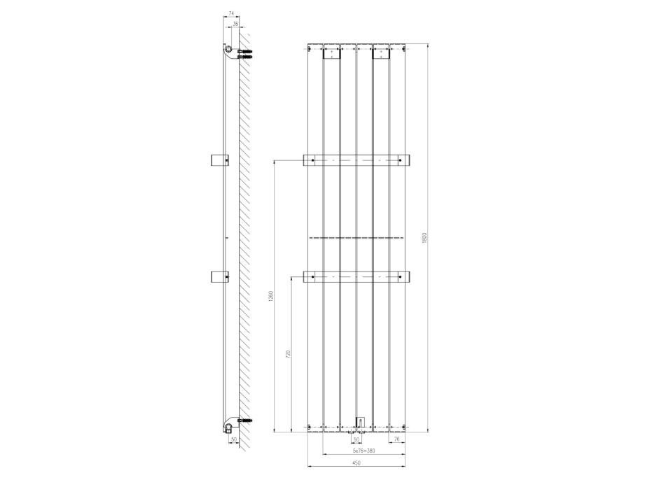 Sapho COLONNA vykurovacie teleso 450x1800mm, pieskovec IR148S
