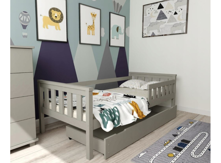 Detská posteľ z masívu borovice FRANK - 200x90 cm - šedá