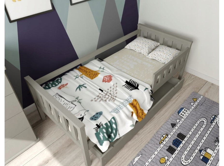 Detská posteľ z masívu borovice FRANK - 200x90 cm - šedá