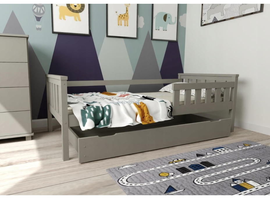 Detská posteľ z masívu borovice FRANK - 200x90 cm - šedá