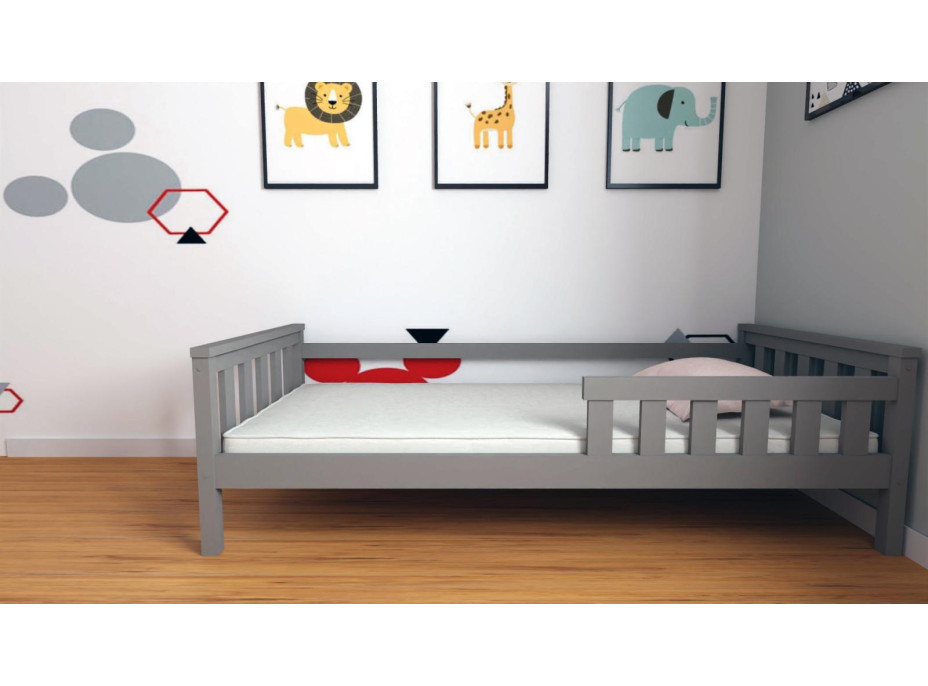 Detská posteľ z masívu borovice FRANK - 200x90 cm - šedá