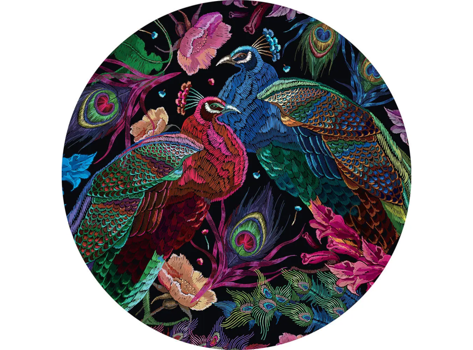 INTERDRUK Okrúhle puzzle Secret Garden: Pár pávov 500 dielikov