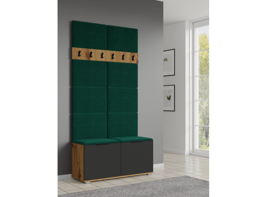 Čalúnený panel CLIF - 50 cm - tmavo zelený