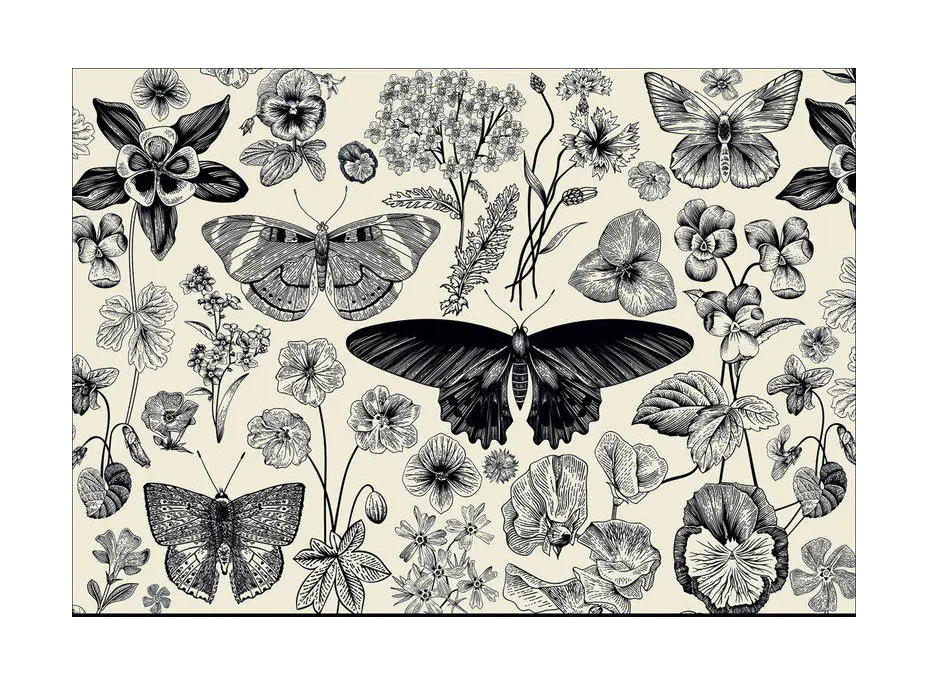 INTERDRUK Puzzle Flowers: Motýle a kvety 500 dielikov