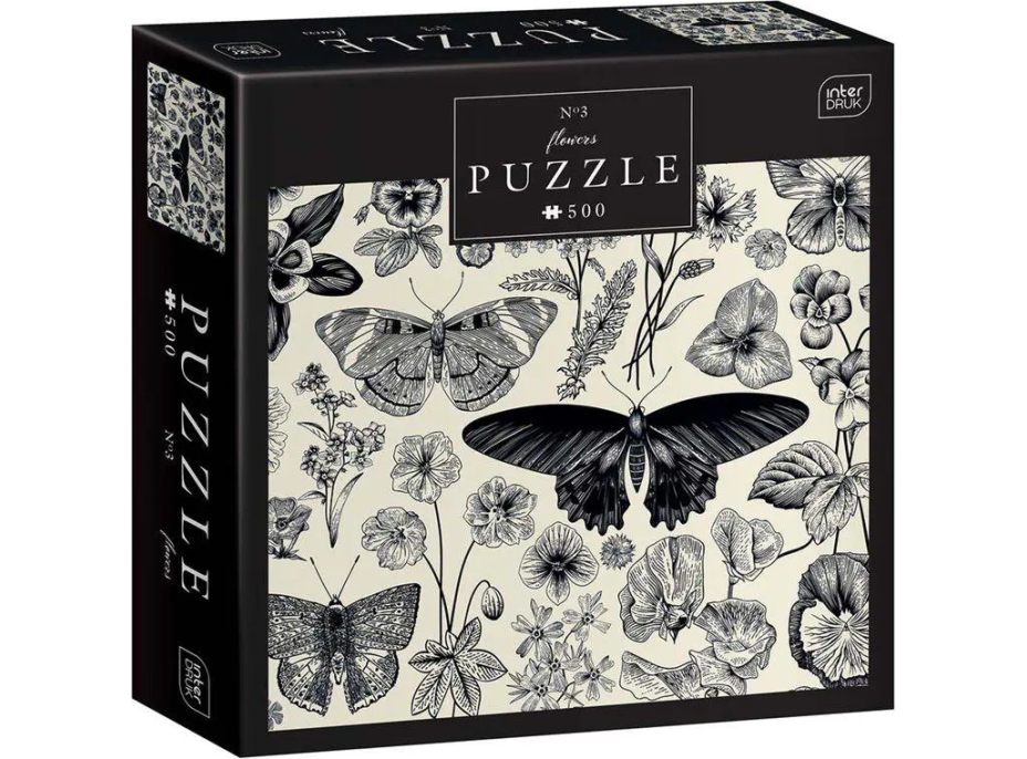 INTERDRUK Puzzle Flowers: Motýle a kvety 500 dielikov
