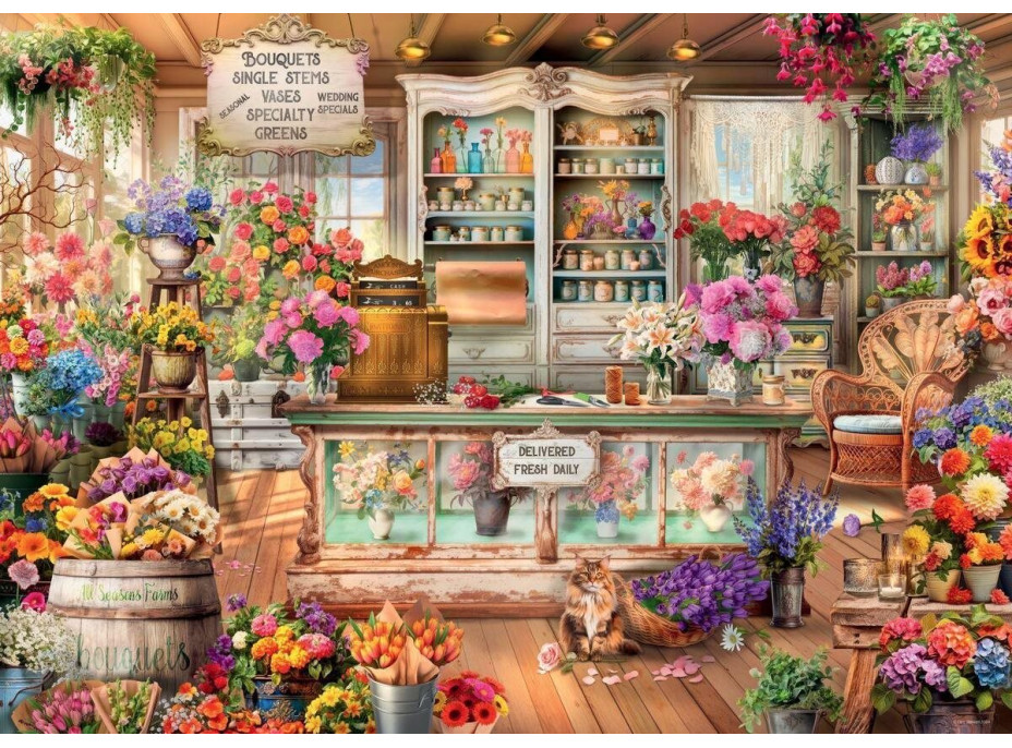 RAVENSBURGER Puzzle Romantické kvetinárstvo 1000 dielikov