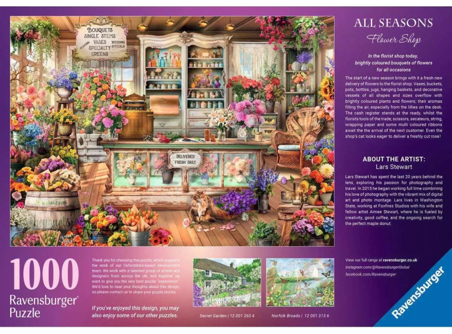 RAVENSBURGER Puzzle Romantické kvetinárstvo 1000 dielikov