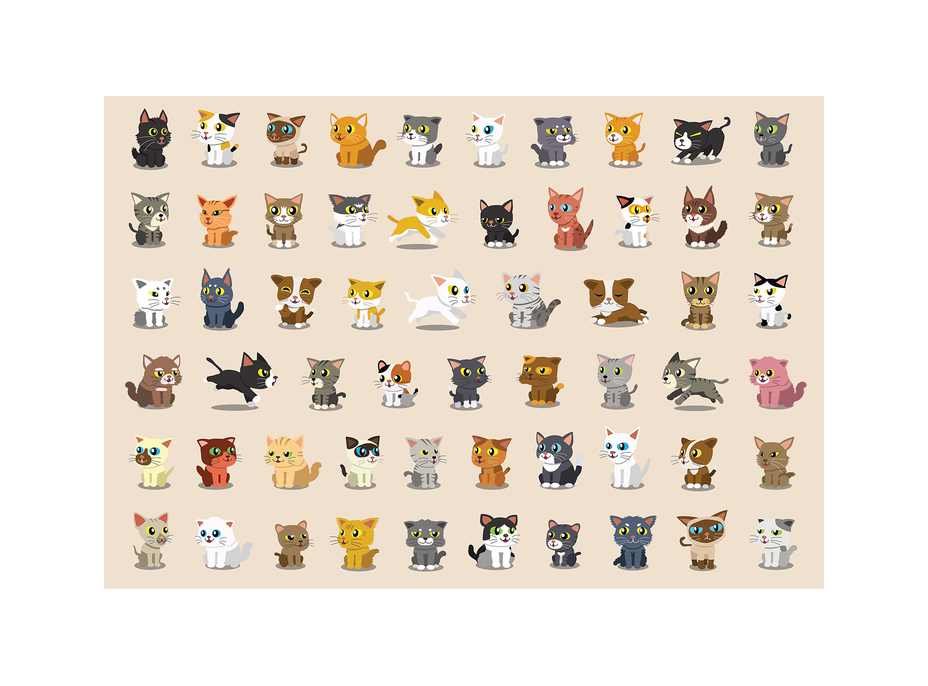 INTERDRUK Puzzle so samolepkami Mačky 250 dielikov