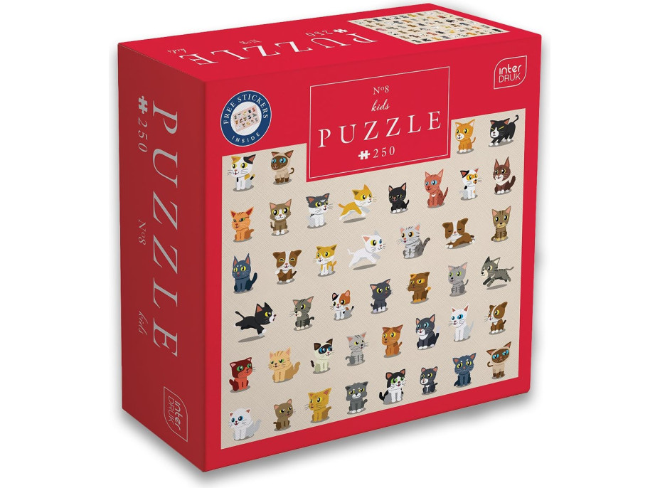 INTERDRUK Puzzle so samolepkami Mačky 250 dielikov