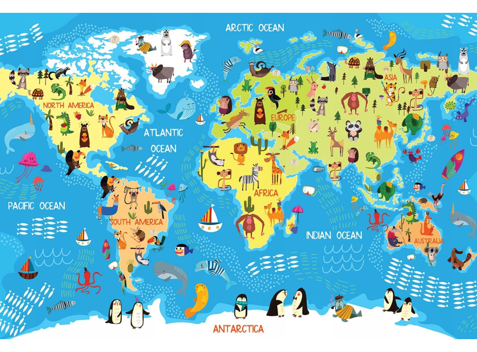 INTERDRUK Puzzle so samolepkami Mapa sveta 250 dielikov