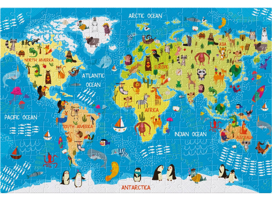 INTERDRUK Puzzle so samolepkami Mapa sveta 250 dielikov