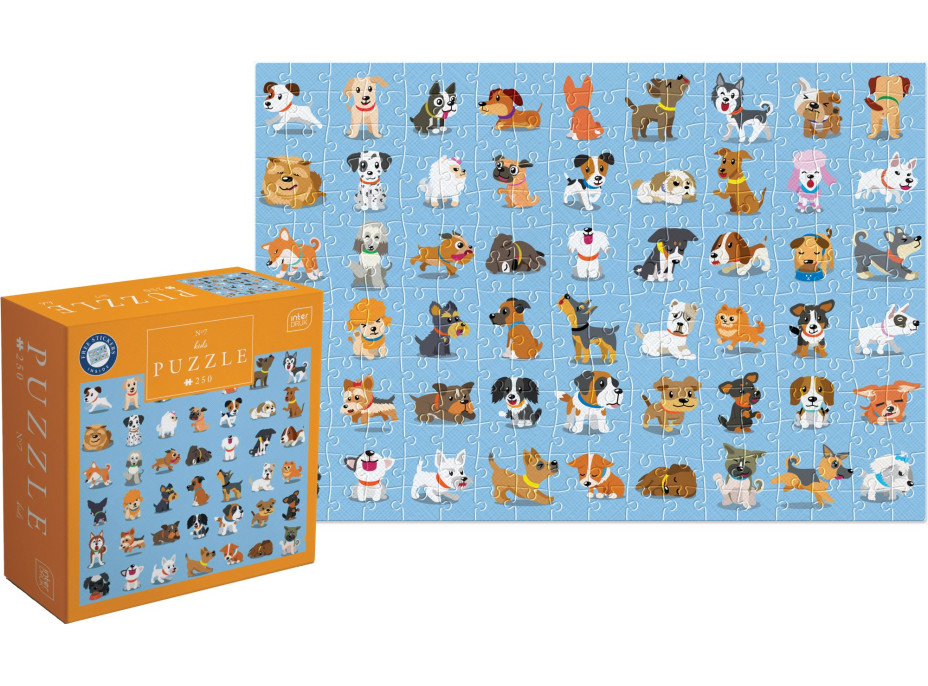 INTERDRUK Puzzle so samolepkami Psíci 250 dielikov