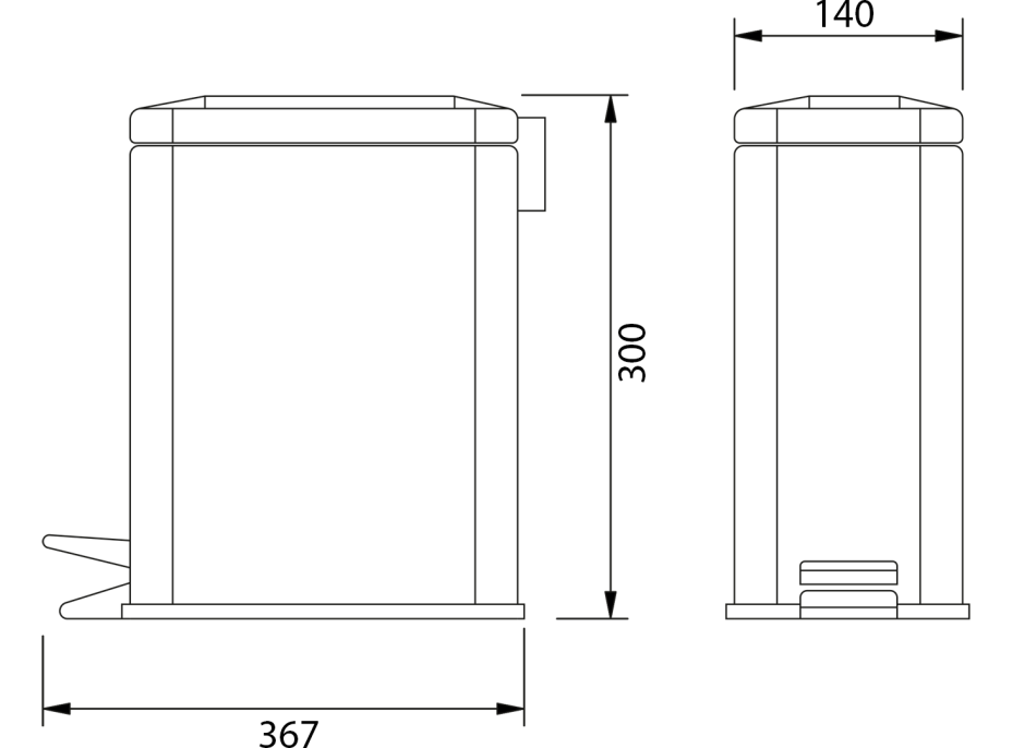 Aqualine SIMPLE LINE odpadkový kôš obdĺžnikový 5l, čierna mat GAQ005B