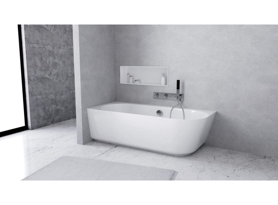 Polysan SUSSI L rohová stojaca vaňa, liaty mramor 170x70x49, 5cm, biela 90177L