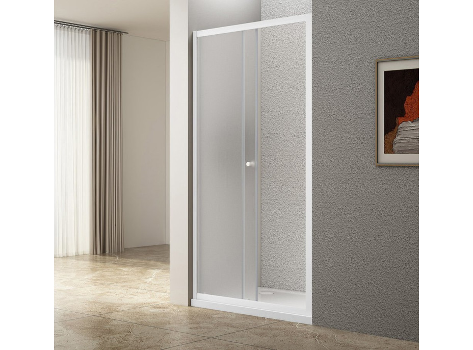 Aqualine UGGA posuvné sprchové dvere 1000 mm, sklo Brick, biela AWS100