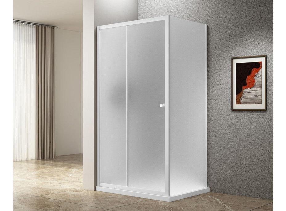 Aqualine UGGA posuvné sprchové dvere 1200mm, sklo Brick, biela AWS120