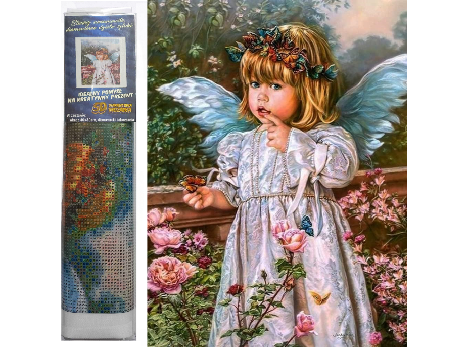 NORIMPEX Diamantové maľovanie Anjelik s kvetinami 30x40cm
