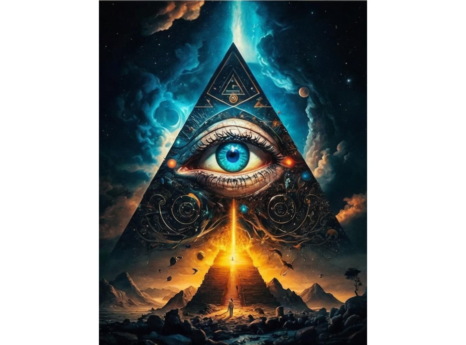 NORIMPEX Diamantové maľovanie Jasnozrivé oko v pyramíde 30x40cm