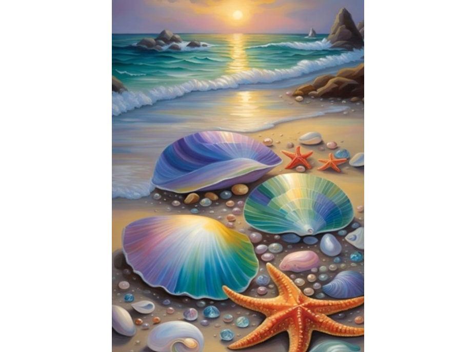 NORIMPEX Diamantové maľovanie Mušle a hviezdice 30x40cm