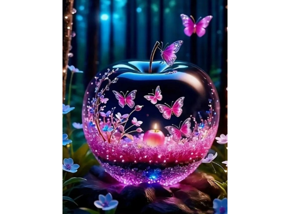 NORIMPEX Diamantové maľovanie Sklenené jablko 30x40cm